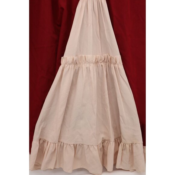 Vintage-Style Lolita Dress With Bow Collar & Ruffled Trim Red & Cream Cotton - Picture 4 of 9
